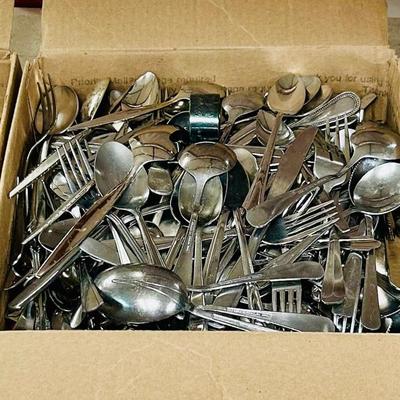 Three Large Priority Mail Boxes of Mixed Flatware