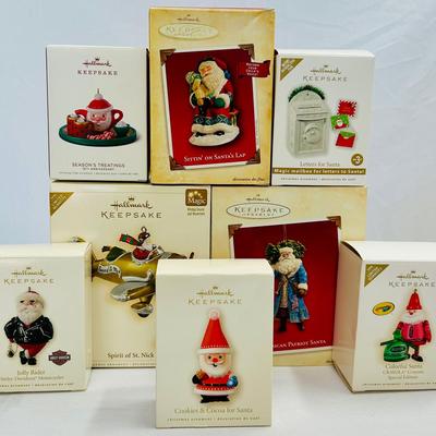 (8) Hallmark Santa Ornaments 2003-2018