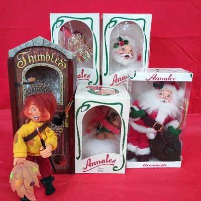 Annalee Blaze Thimble Doll W/ Annalee Seasonal Ornaments