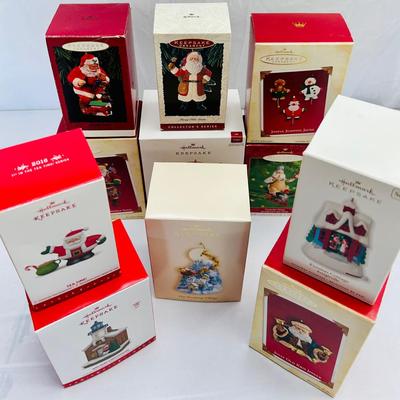 (11) Hallmark Santa Ornaments 1992-2018