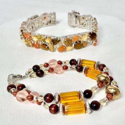 Sterling Multi-Opaque Leaf Bracelet & Carolyn Pollack Bracelet