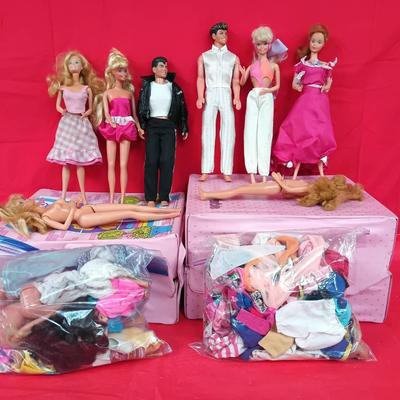 Mixed Outfitted Mattel Barbie Dolls W/ Doll Clothes, Parts & Cases