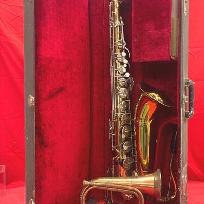 Vintage Buescher Aristocrat Saxophone and Brass Bugle 