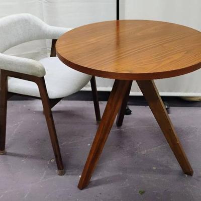 Wooden Table w/Wooden Base firm Padded Chair.