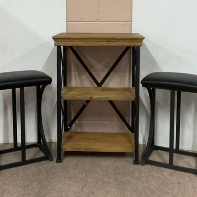 3-Tier Industrial Bookcase W/ Stools 
