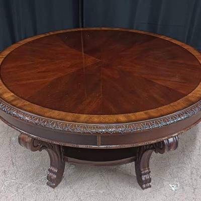 Large Wooden Low-End Round Coffee Table