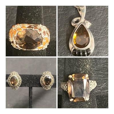Sterling Silver Necklace, Earrings, Rings
