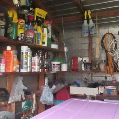 Steffans shed with paint tools and more