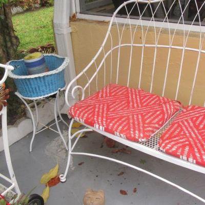 Steffans iron loveseat iron tea cart, chairs and more