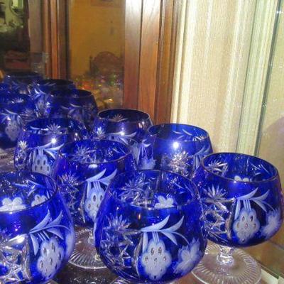 Steffans set of cobalt cut to clear snifters