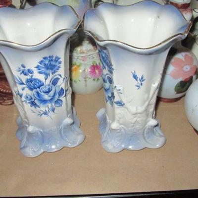 Steffans pair of blue and white vases