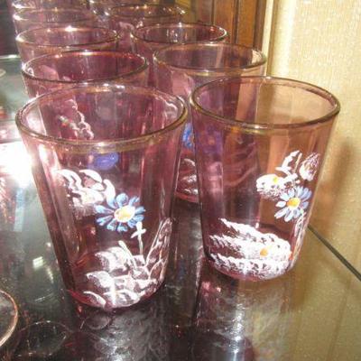 Steffans set of old painted glasses