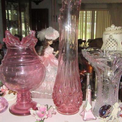 Steffans tall swing vase tall compote and hurricanes