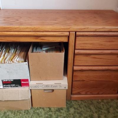 WOOD WORK DESK WITH FILING DRAWER AND STORAGE 