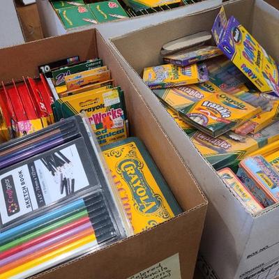 HUGE LOT OF CRAYOLA CRAYONS, MARKERS, PENCILS AND MORE