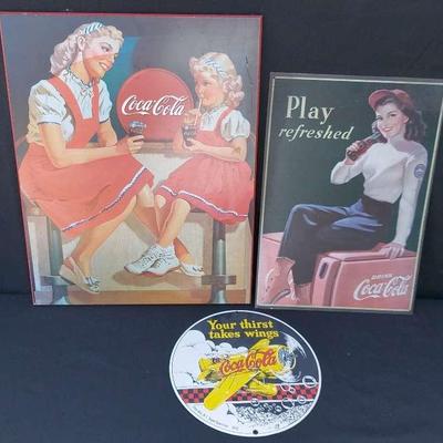 VINTAGE COCO COLA ADVERTISING SIGNS (REPRODUCTIONS)