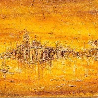 TEXTURED PAINTING BY ARTIST IAN HOOPLE