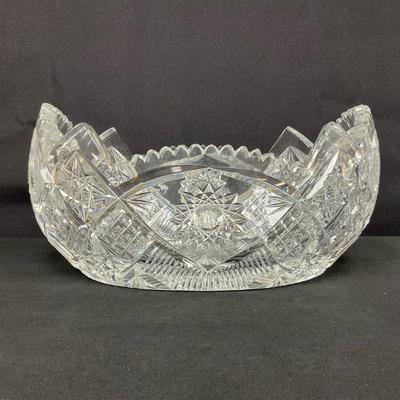Heavy Set Oblong Crystal Bowl