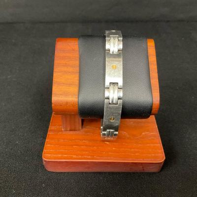 14k Yellow Gold And Stainless Steel Bracelet 