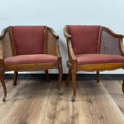 Vintage Cane Back Barrel Chairs