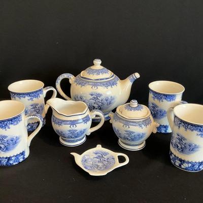 Brownslow Heritage China Kensington Blue Tea Set