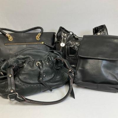 Four Black Leather Purses