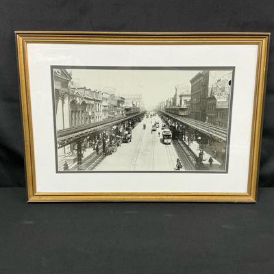 Framed B/W Photograph Of The Bowery NYC