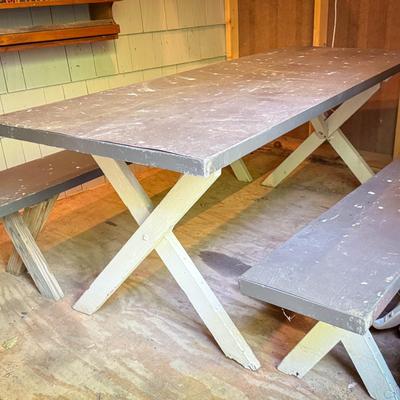 Metal Wrapped Picnic Table & Benches