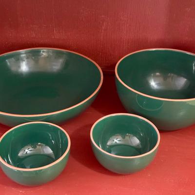 (4) Dansk Portugal Green Glazed Mixing Bowls