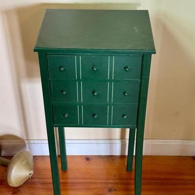 Hand-Painted Green Primitive Side Table
