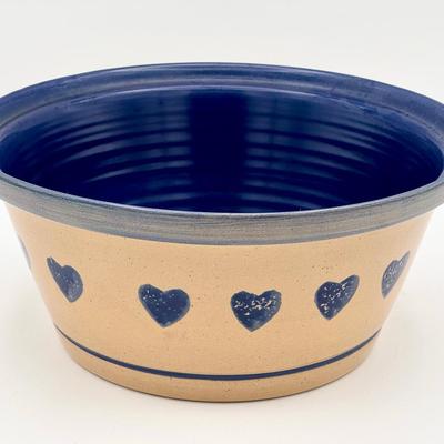 Blue Heartband Stoneware Mixing Bowl