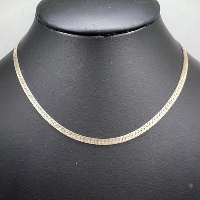 Classic 15.75” Sterling Silver Herringbone Necklace