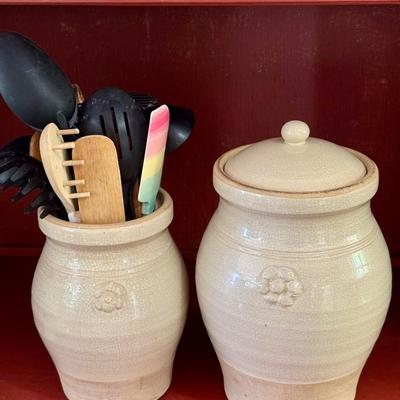 (2) Howe Pottery Works Crackle Glaze Crocks – Cambridge, WI