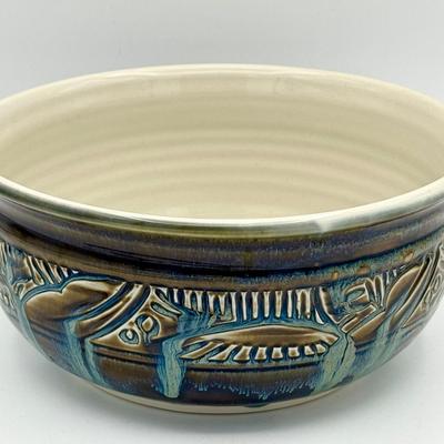 Signed Studio Pottery Bowl – Tree Motif