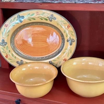 (3) Piece Pier 1 “Toscana Gold” Hand-Painted Earthenware – Made in Italy