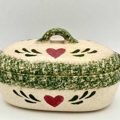Country Heart Covered Stoneware Casserole Dish