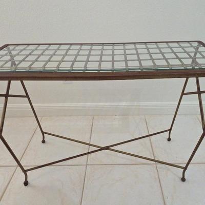 Metal Glass Accent Table