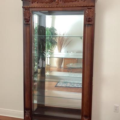 Ornate Wood & Glass Curio Cabinet