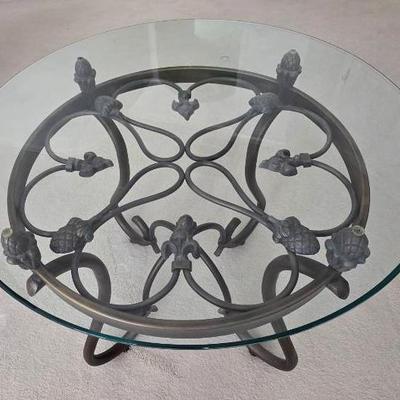 Ornate Glass And Metal Small Table