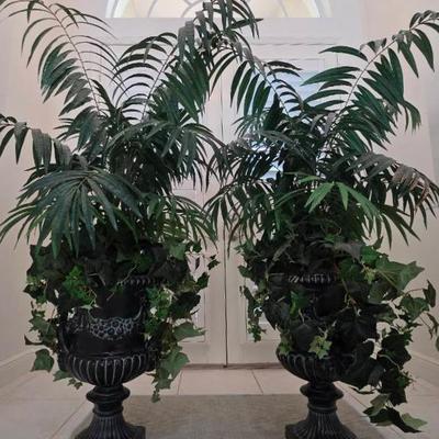 Gorgeous Mediterranean.Planters With Faux Palms