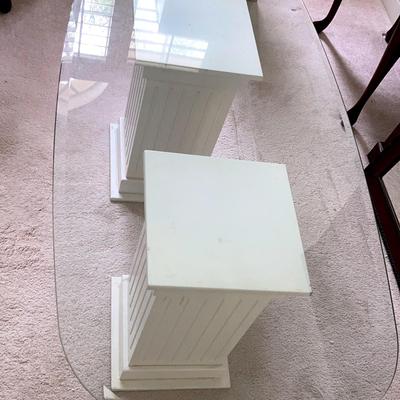 Versatile Glass Table with Pillar Column Legs