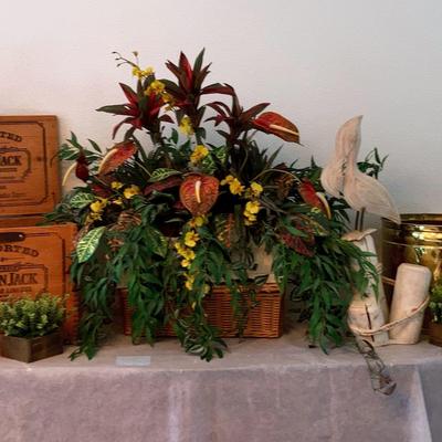 Anthurium & White Wooden Pelican Arrangement