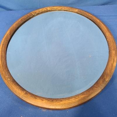 Beveled Oval Mirror W/Wooden Frame