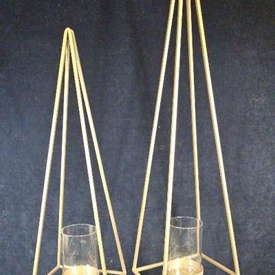 Napco Imports Gold Tone Tree Candle Holders (2) #D1003E
