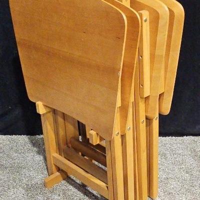 5-Piece Wooden Folding TV Tray Table Set (1)