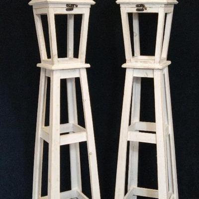 Napco Imports 40" Wooden Lanterns On Stands (2)