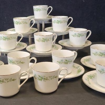 Creative Manor "Garden of Glory" China Cups (14) + Saucers (11)