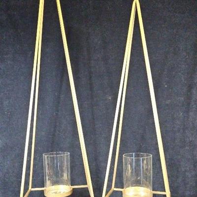 Napco Imports Gold Tone Tree Candle Holders (2) #D1001E
