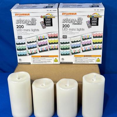 Sylvania “Stay-lit Platinum” Color Action LED Mini Light Set(2) + Sternohome Votiv Candle Set(1)