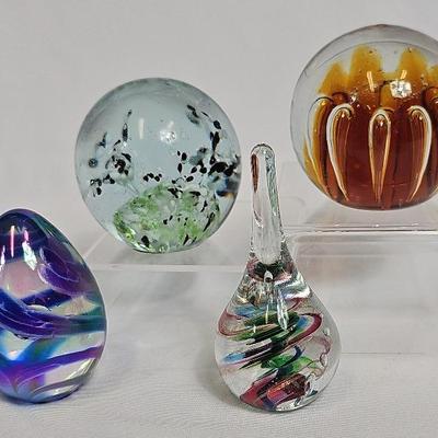 Art Glass Paperweights (4) #A615A
